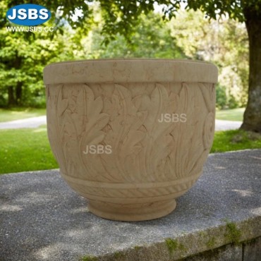 Beige Leafy Flower Pot, Beige Leafy Flower Pot